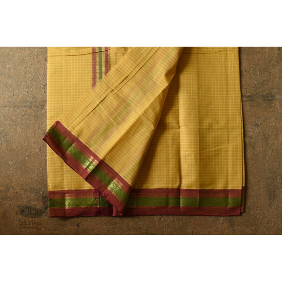 shop Narayanpet Yellow Saree - Handwoven Cotton