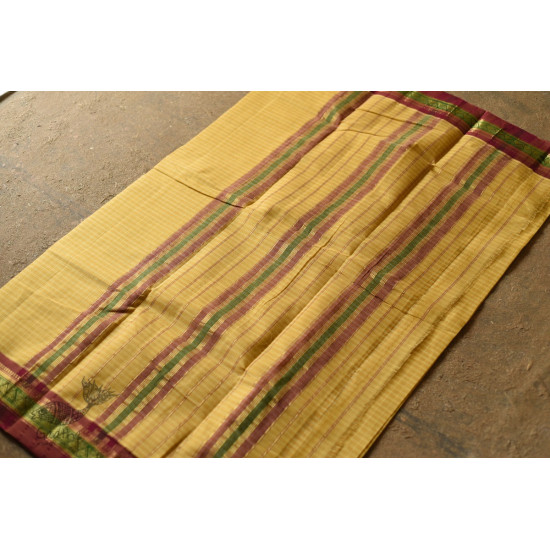 shop Narayanpet Yellow Saree - Handwoven Cotton