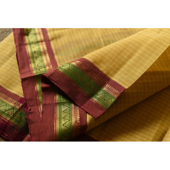 shop Narayanpet Yellow Saree - Handwoven Cotton