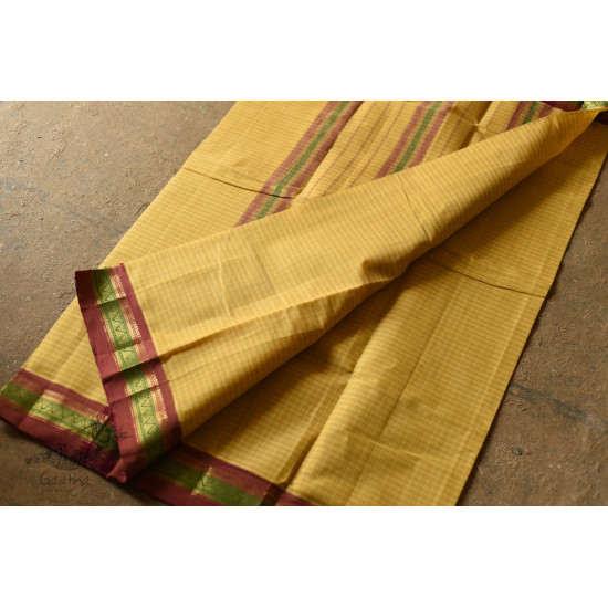 shop Narayanpet Yellow Saree - Handwoven Cotton