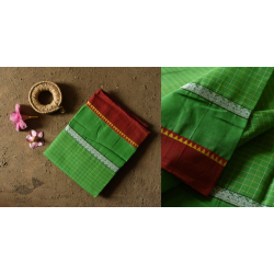 Iravati .  इरावती  - Narayanpet Parrot Green Saree - Handwoven Cotton - Parrot Green