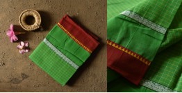 Iravati .  इरावती  - Narayanpet Parrot Green Saree - Handwoven Cotton - Parrot Green