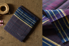 Iravati .  इरावती  - Narayanpet Purple Checks Saree - Handwoven Cotton