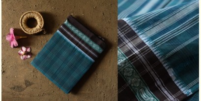 Iravati .  इरावती  - Narayanpet Saree - Handwoven Cotton - Blue
