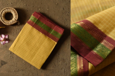 Iravati .  इरावती  - Narayanpet Yellow Saree - Handwoven Cotton