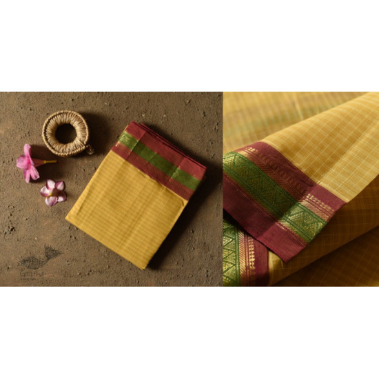 shop Narayanpet Yellow Saree - Handwoven Cotton