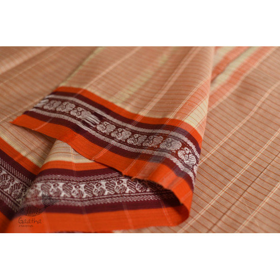 shop Handwoven Narayanpet Cotton Checks Saree with Orange Border