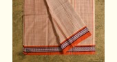 shop Handwoven Narayanpet Cotton Checks Saree with Orange Border