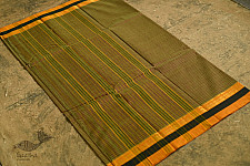 Iravati .  इरावती  ❅ Handwoven Narayanpet Cotton Checks Saree - Mustard Yellow