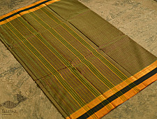 Iravati .  इरावती  ❅ Handwoven Narayanpet Cotton Checks Saree - Mustard Yellow