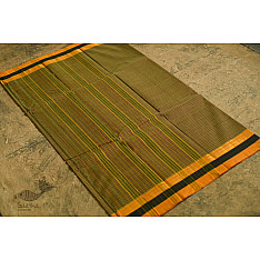 Iravati .  इरावती  ❅ Handwoven Narayanpet Cotton Checks Saree - Mustard Yellow
