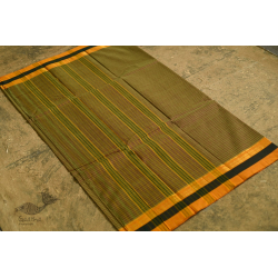 Iravati .  इरावती  ❅ Handwoven Narayanpet Cotton Checks Saree - Mustard Yellow