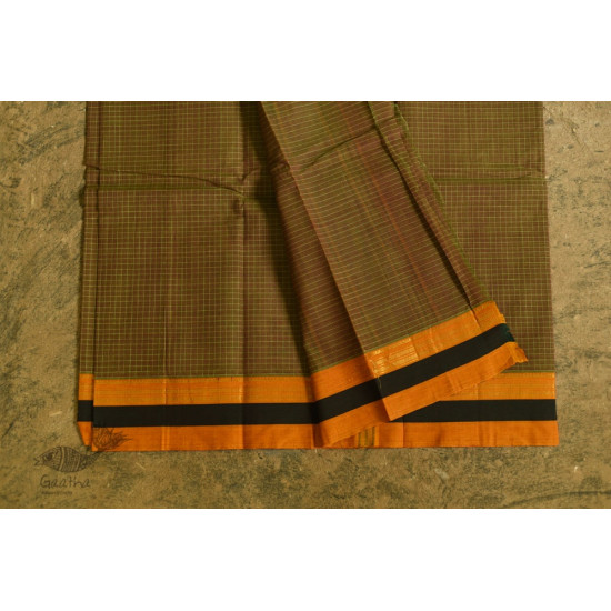 shop pure cotton narayanpet cotton checks Mustard Yellow saree