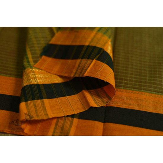 shop pure cotton narayanpet cotton checks Mustard Yellow saree