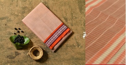 Iravati .  इरावती  ❅ Handwoven Narayanpet Cotton Checks Saree with Orange Border