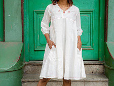 Shvet | Mull Cotton Designer A-line Panelled Dress