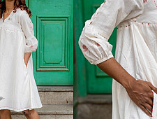 Shvet | Mull Cotton Designer A-line Panelled Dress