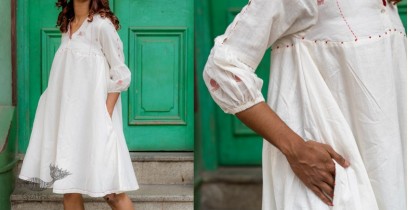 Shvet | Mull Cotton Designer A-line Panelled Dress