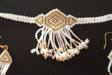 Handmade Bead Jewelry | Necklace Earring Set - White