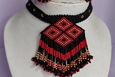Handmade Bead Jewelry | Necklace Earring Set - Black