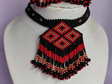 Handmade Bead Jewelry | Necklace Earring Set - Black