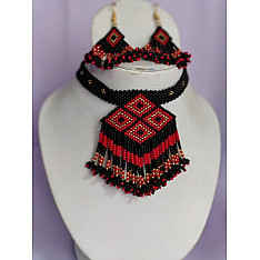 Handmade Bead Jewelry | Necklace Earring Set - Black