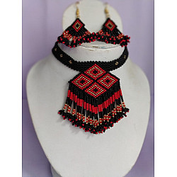 Handmade Bead Jewelry | Necklace Earring Set - Black