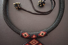 Handmade Bead Jewelry | Designer Necklace Earring Set in Black Colour