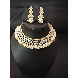 Handmade Bead Jewelry | Necklace Earring Set - Off White