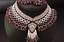 Handmade Bead Jewelry |  Necklace Earring Set - Purple
