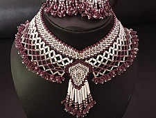 Handmade Bead Jewelry |  Necklace Earring Set - Purple