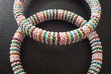 Handmade Bead Jewelry | Pair of Bangles - Multi Colour in White