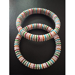 Handmade Bead Jewelry | Pair of Bangles - Multi Colour in White