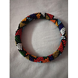 Handmade Bead Jewelry | Black & Multi Bangle (Single Piece)
