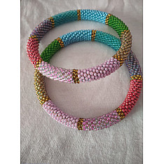Handmade Bead Jewelry | Pair of Bangles - pink