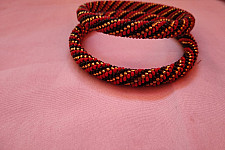 Handmade Bead Jewelry | Pair of Bangles - Red & Black