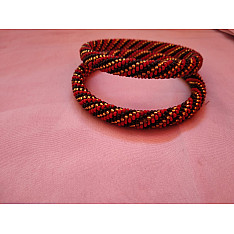 Handmade Bead Jewelry | Pair of Bangles - Red & Black