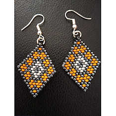 Handmade Bead Jewelry | Earring- yellow & Grey
