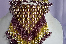 Handmade Bead Jewelry |  Necklace Earring Set - Purple & Yellow