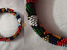 Handmade Bead Jewelry | Black & Multi Bangle (Single Piece)