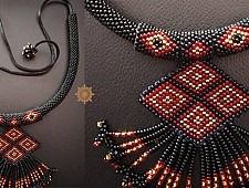 Handmade Bead Jewelry | Designer Necklace Earring Set in Black Colour