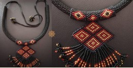Handmade Bead Jewelry | Designer Necklace Earring Set in Black Colour