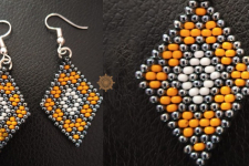 Handmade Bead Jewelry | Earring- yellow & Grey