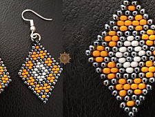 Handmade Bead Jewelry | Earring- yellow & Grey