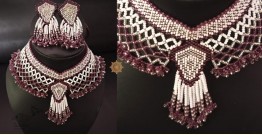 Handmade Bead Jewelry |  Necklace Earring Set - Purple