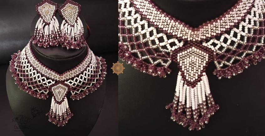 Handmade Bead jewelry ~ Necklace and earring set Purple