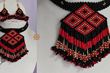 Handmade Bead Jewelry | Necklace Earring Set - Black