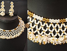 Handmade Bead Jewelry | Necklace Earring Set - Off White