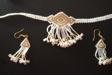 Handmade Bead Jewelry | Necklace Earring Set - White