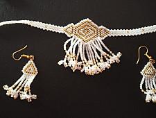 Handmade Bead Jewelry | Necklace Earring Set - White